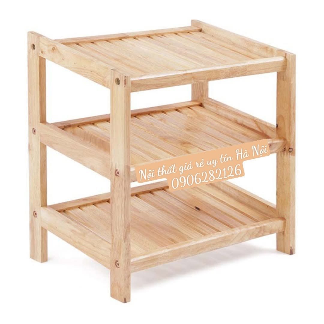 Kệ dép gỗ tự nhiên 3 tầng 45cm
