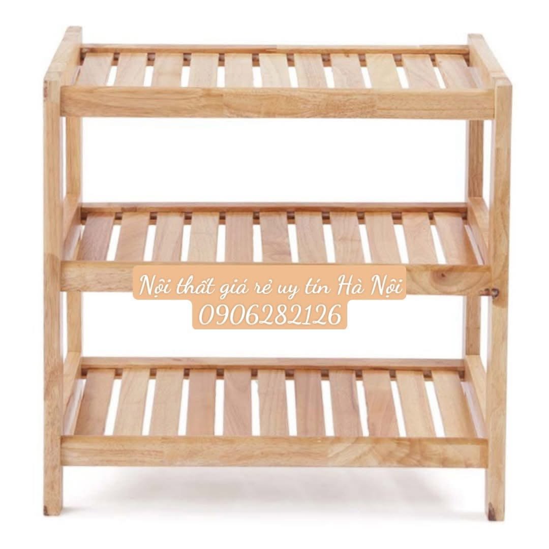 Kệ dép gỗ tự nhiên 3 tầng 45cm