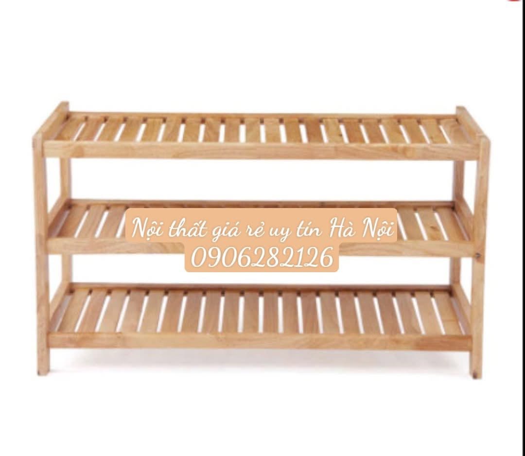 Kệ dép gỗ tự nhiên 3 tầng 80cm