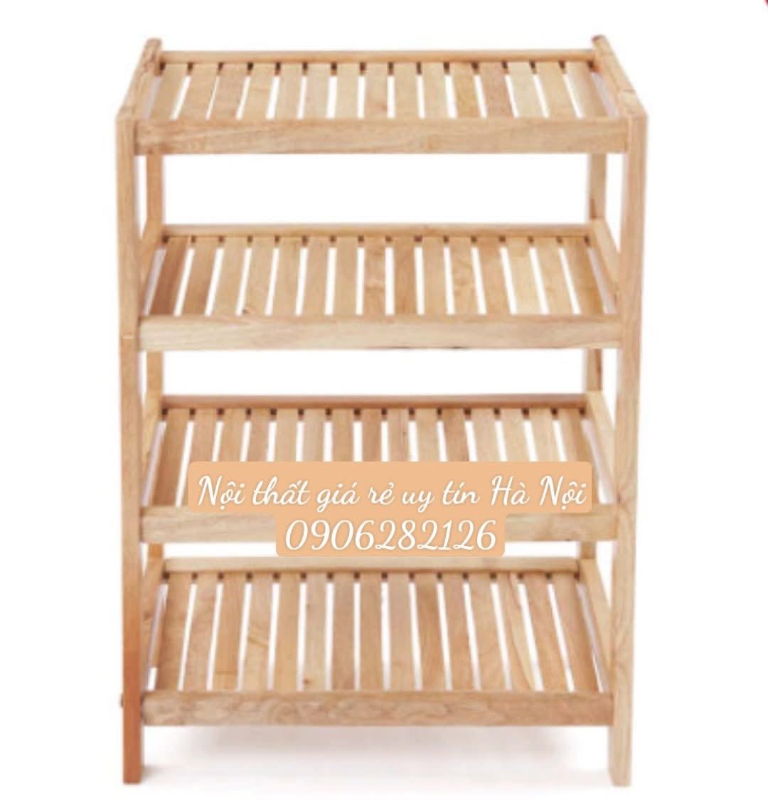 Kệ dép gỗ tự nhiên 4 tầng 45cm