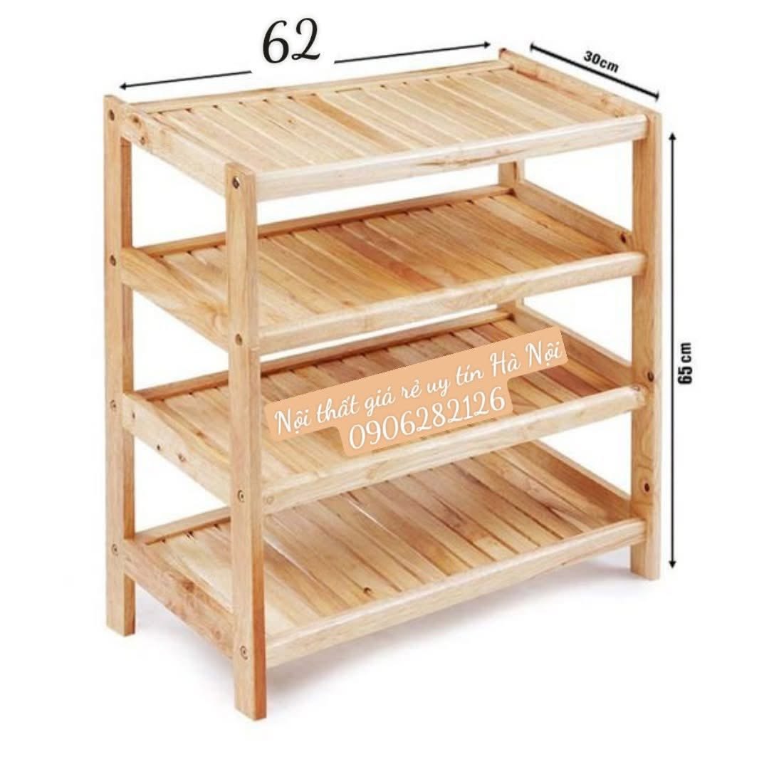Kệ dép gỗ tự nhiên 4 tầng 60cm