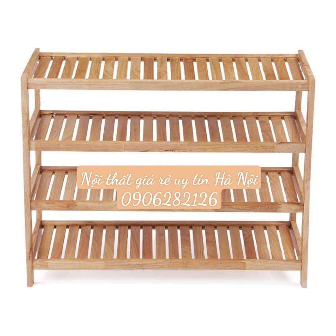 Kệ dép gỗ tự nhiên 4 tầng 80cm