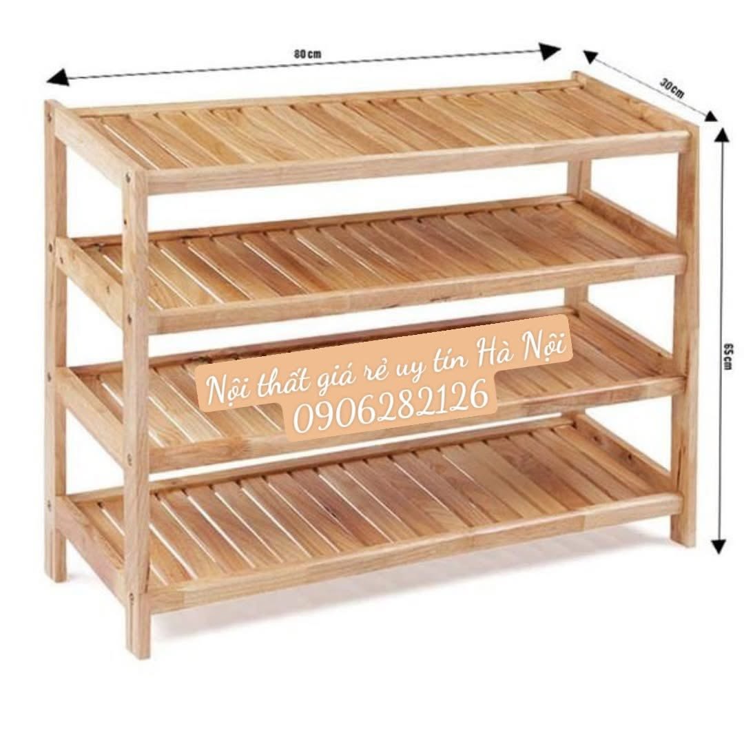 Kệ dép gỗ tự nhiên 4 tầng 80cm