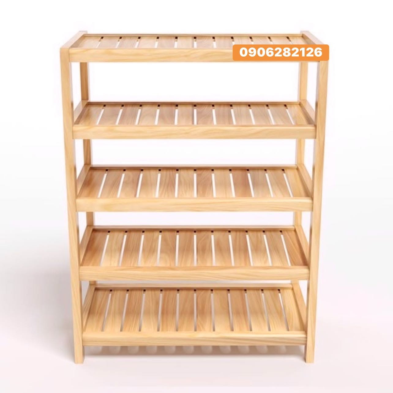 Kệ dép gỗ tự nhiên 5 tầng 60cm