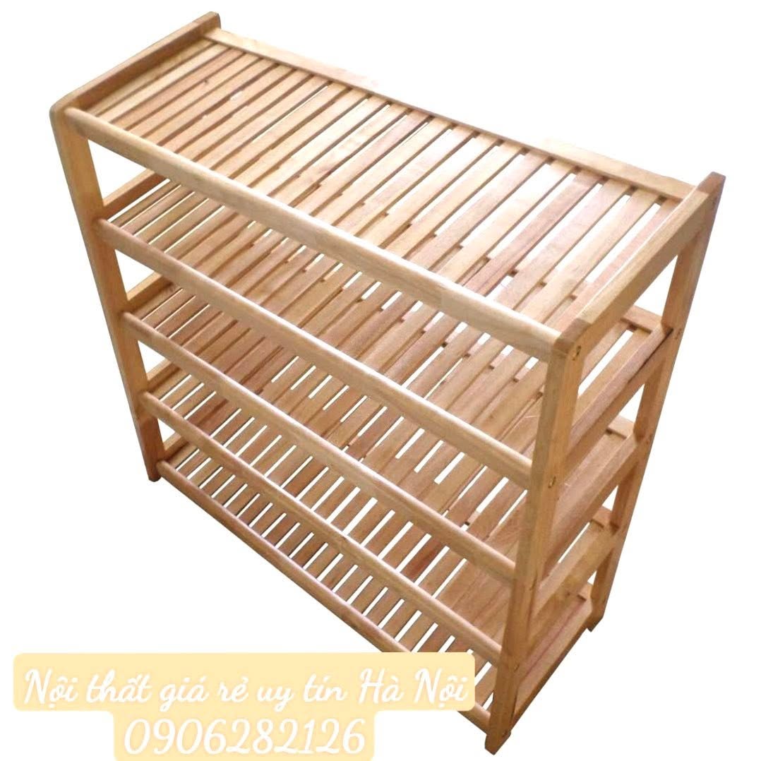 Kệ dép gỗ tự nhiên 5 tầng 80cm