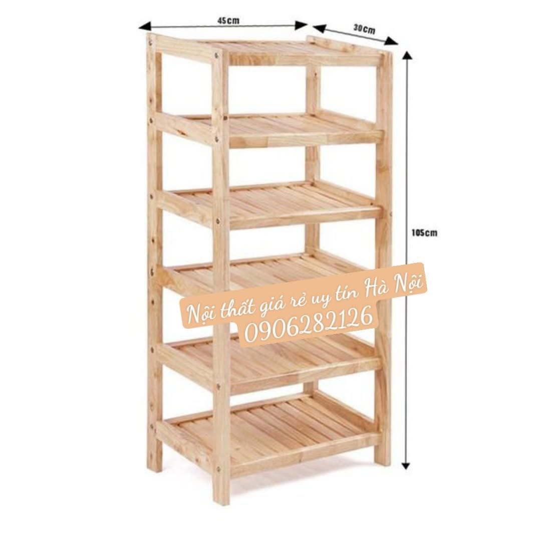 Kệ dép gỗ tự nhiên 6 tầng 45cm