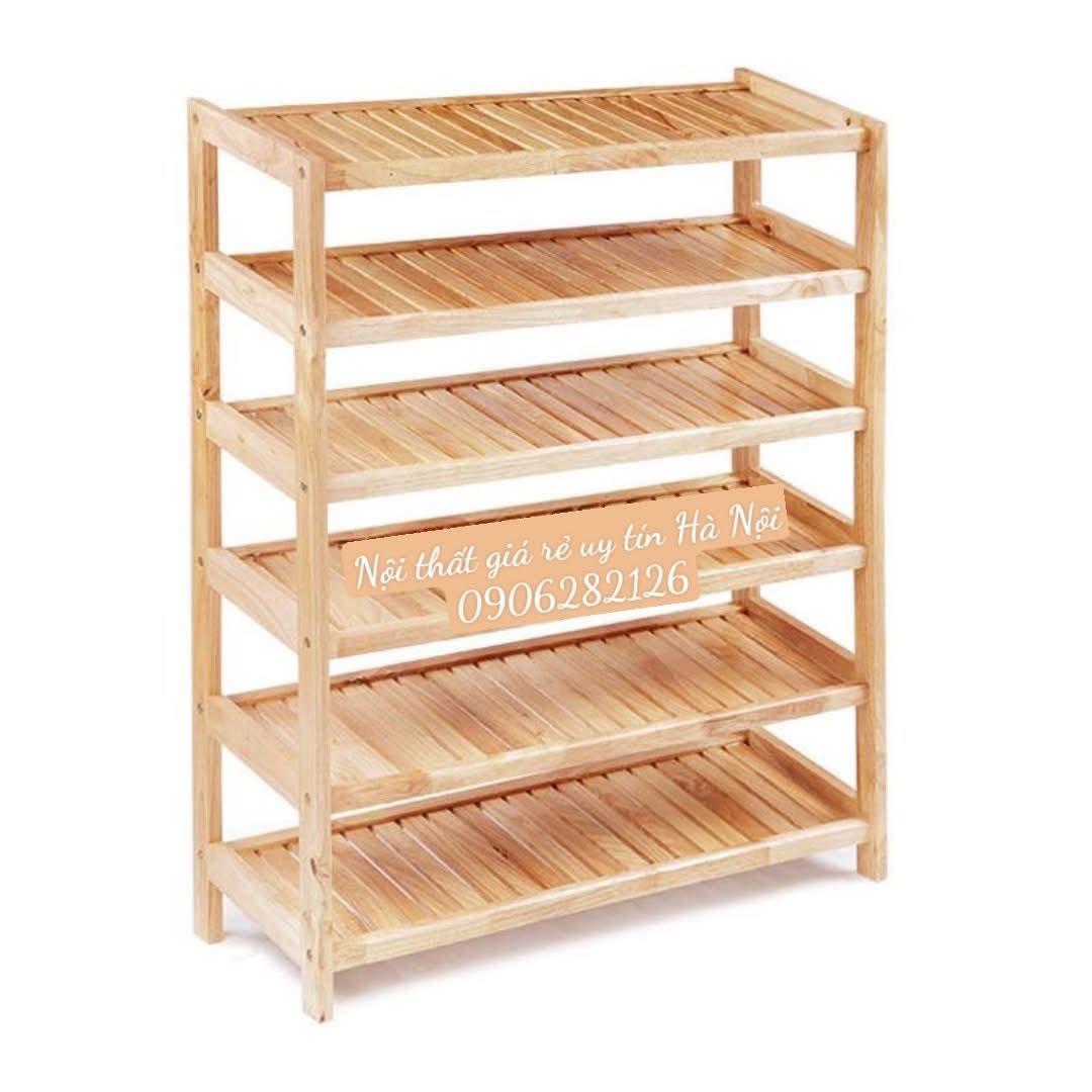 Kệ dép gỗ tự nhiên 6 tầng 80cm