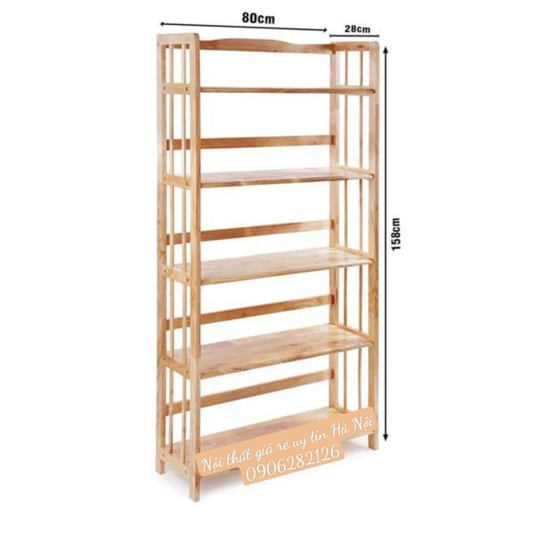 Kệ đa năng gỗ tự nhiên 5 tầng 80cm