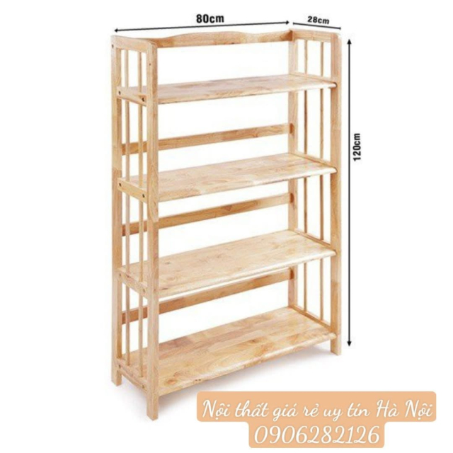 Kệ đa năng gỗ tự nhiên 4 tầng 80cm