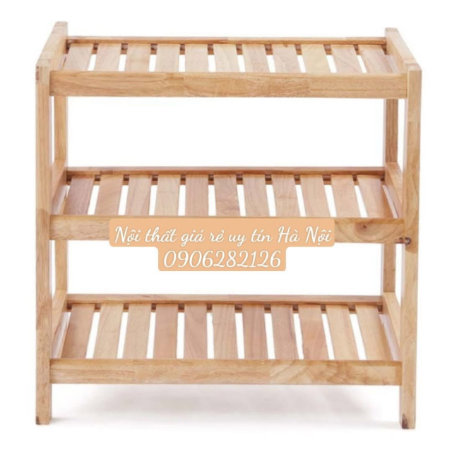 Kệ dép gỗ tự nhiên 3 tầng 45cm