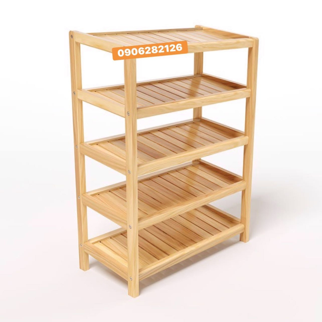 Kệ dép gỗ tự nhiên 5 tầng 60cm