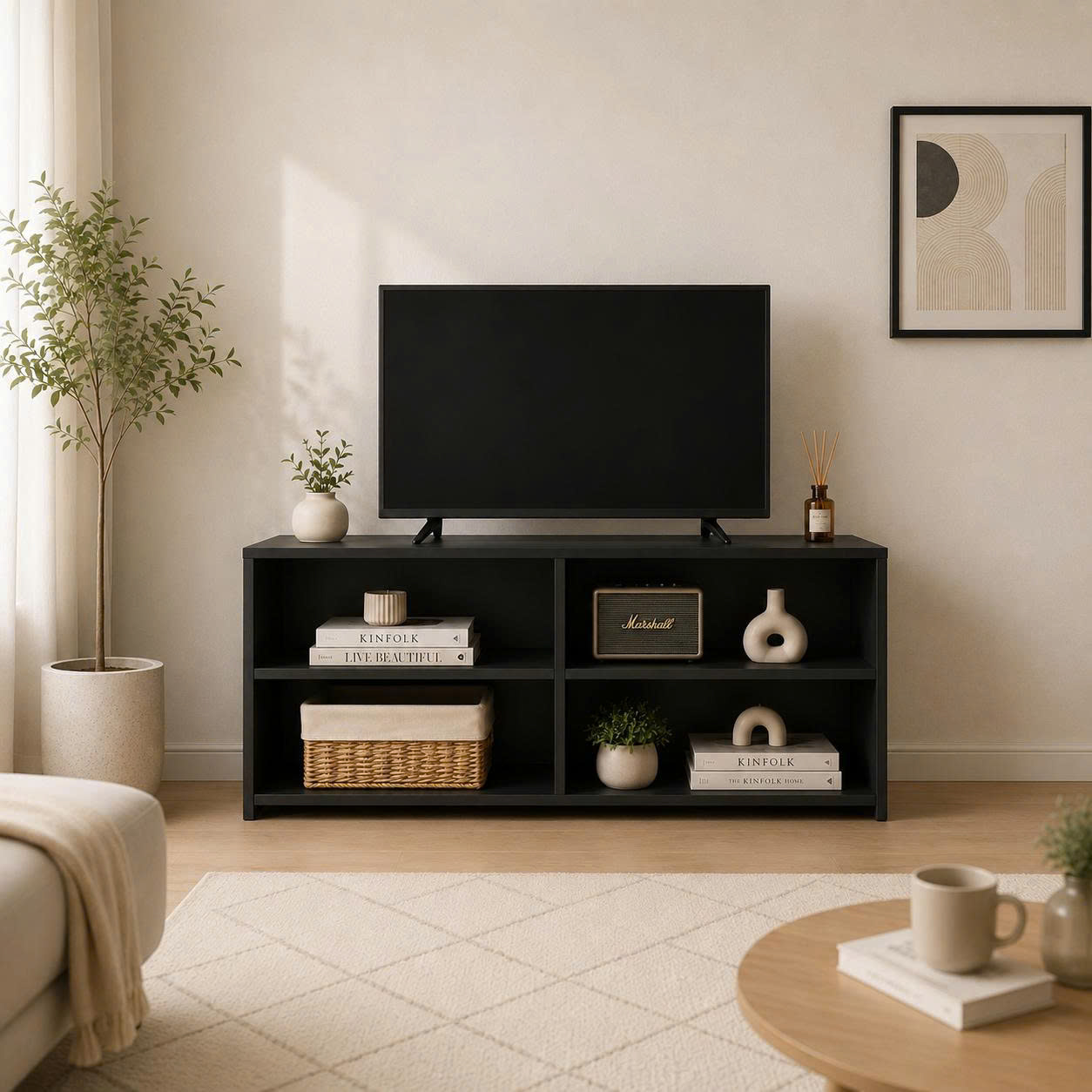 Kệ tivi kiêm kệ trang trí gỗ MDF 1m - K2