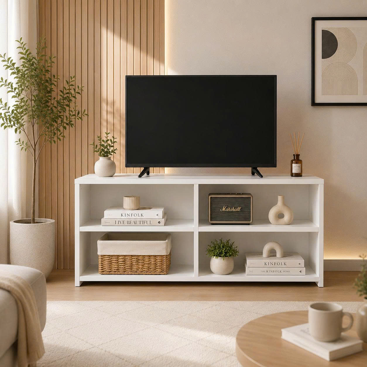 Kệ tivi kiêm kệ trang trí gỗ MDF 1m - K2