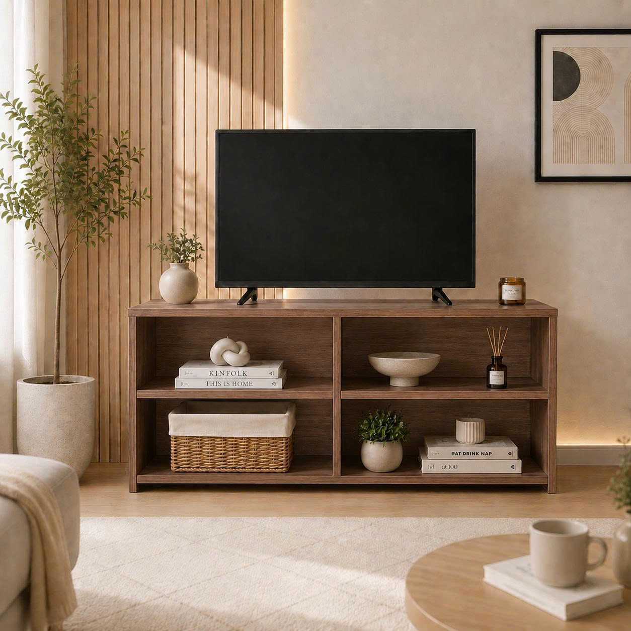 Kệ tivi kiêm kệ trang trí gỗ MDF 1m - K2