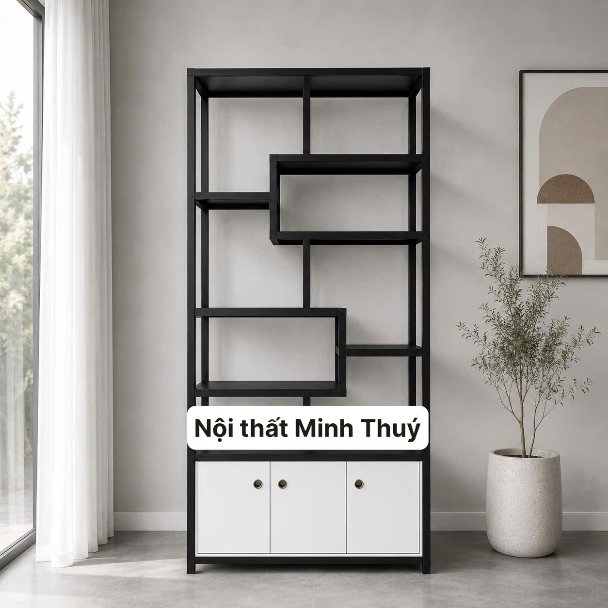 Kệ trang trí khung sắt mặt gỗ 1m x 2m