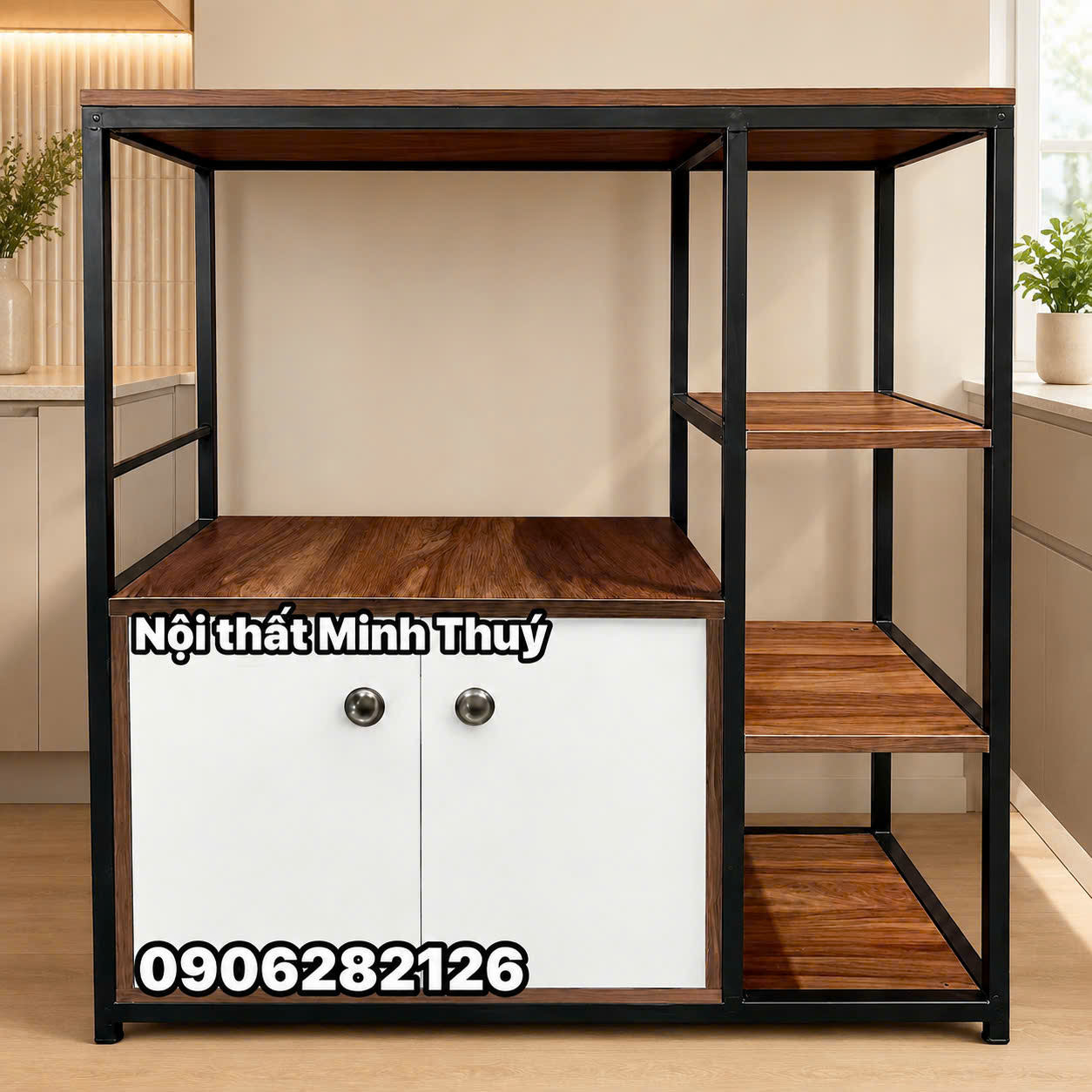 Kệ tủ khung sắt để lò vi sóng, nồi chiên không dầu 90x90cm