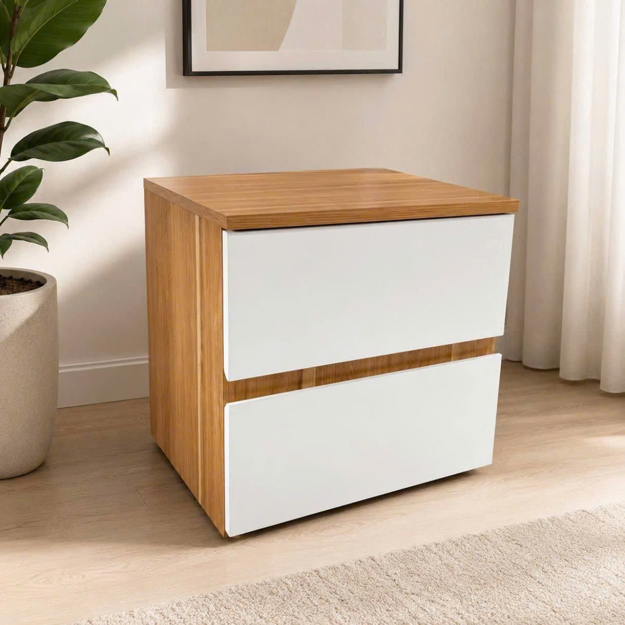 Táp đầu giường gỗ MDF 2 ngăn kéo giá rẻ - K1