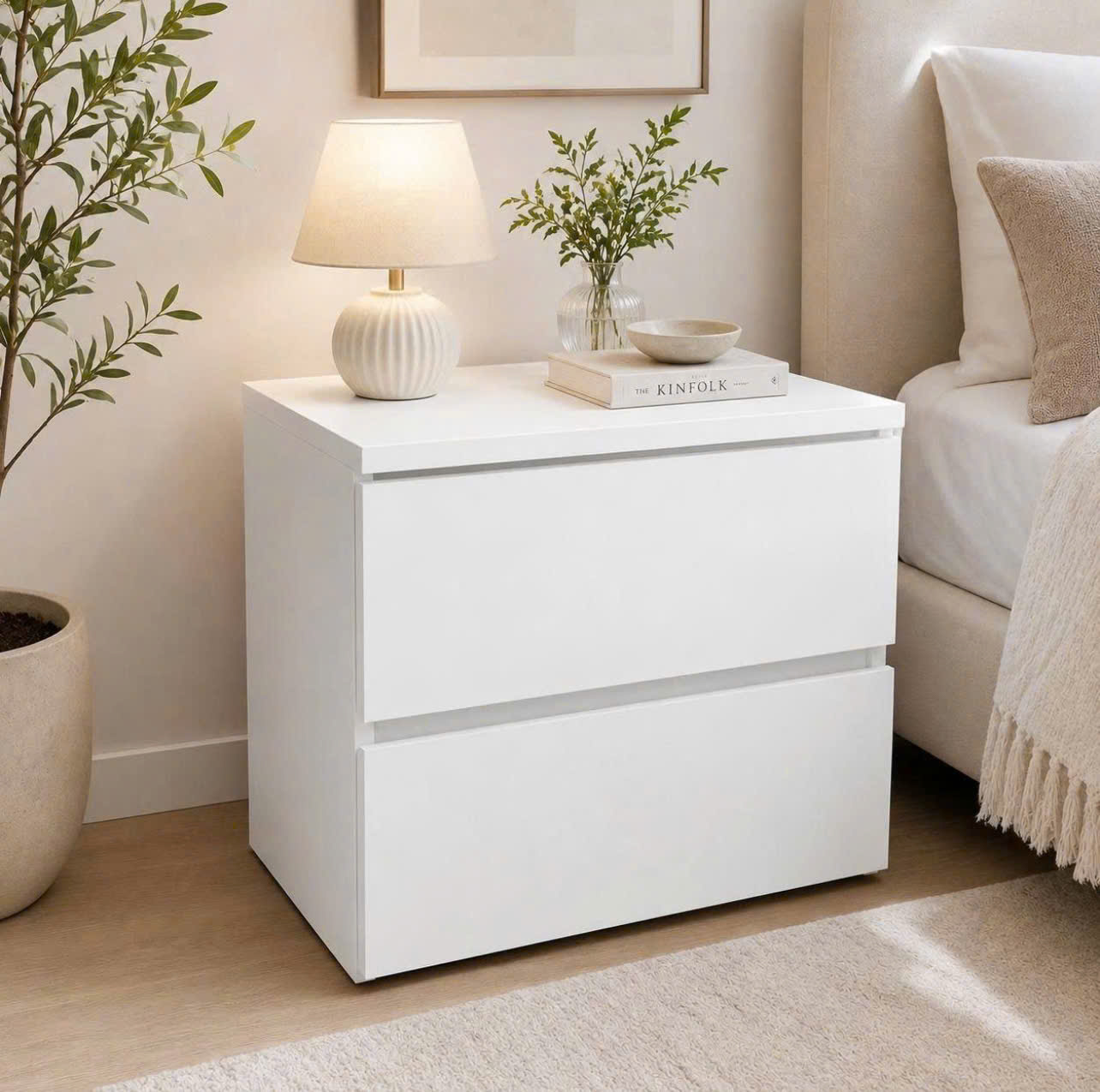 Táp đầu giường gỗ MDF 2 ngăn kéo giá rẻ - K1