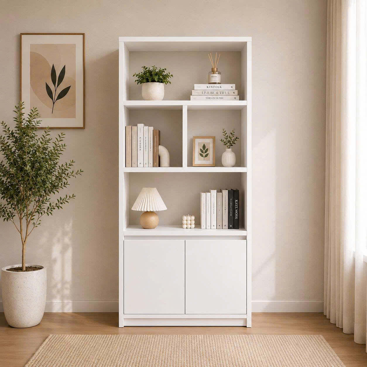 Tủ giá sách gỗ MDF 60x1m5 thiết kế hiện đại đa năng