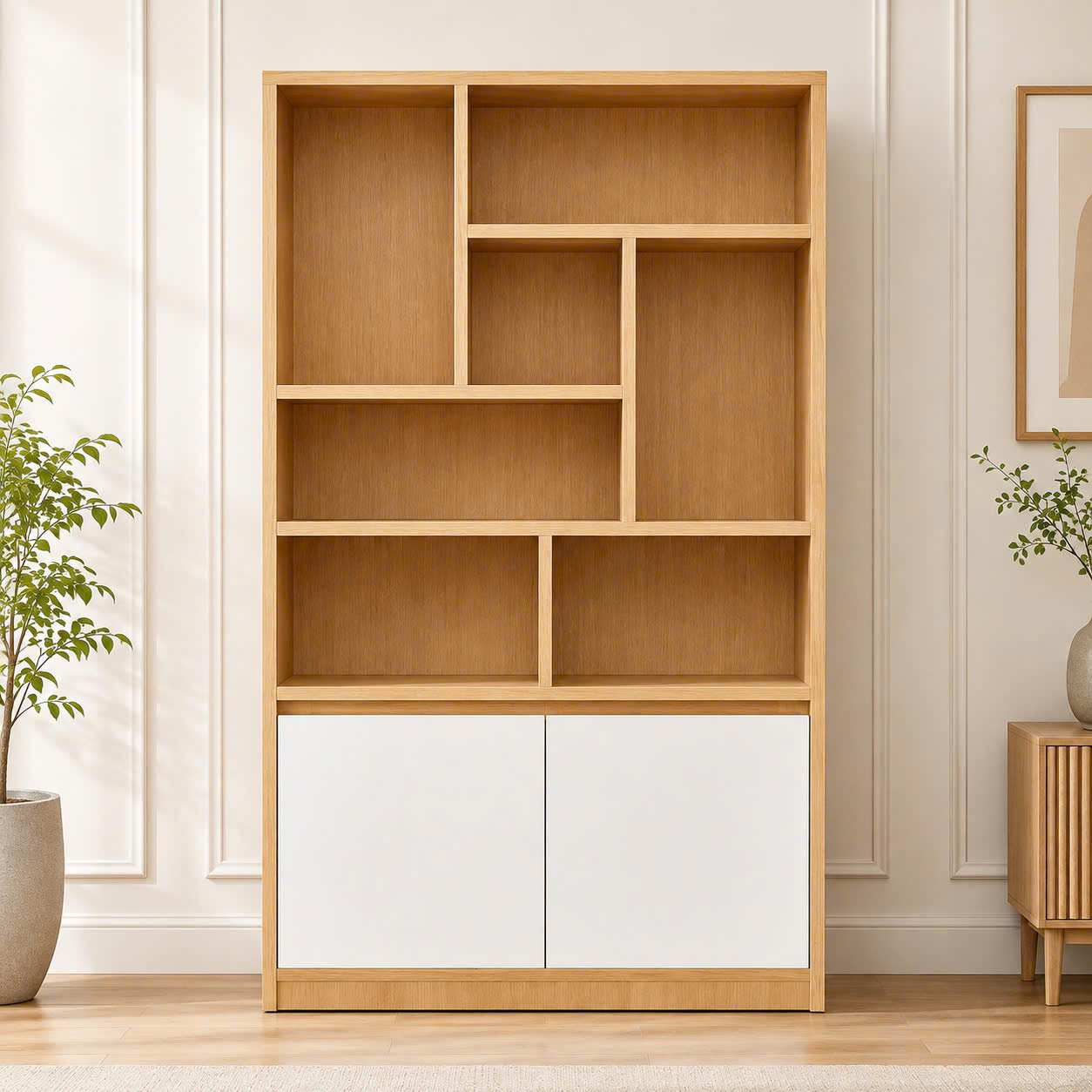 Tủ giá sách hiện đại ô vuông 80x1m6