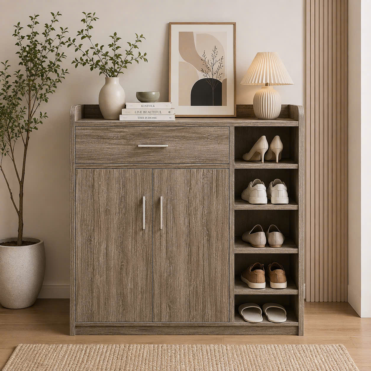 Tủ giày 90x1m2 gỗ MDF hiện đại, tiện lợi - M3