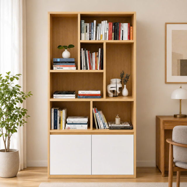 Tủ giá sách hiện đại ô vuông 80x1m6