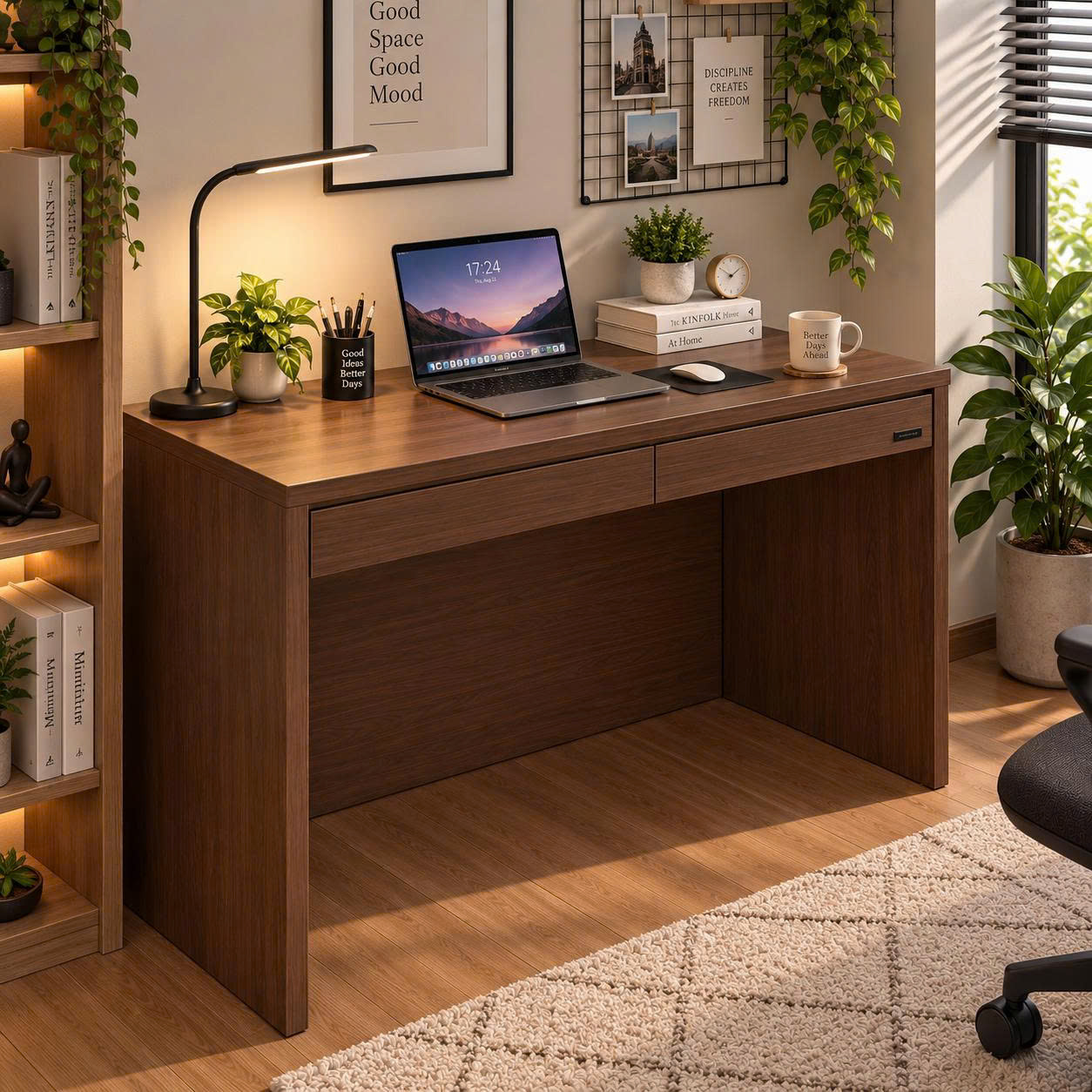 Bàn Học – Làm Việc Gỗ MDF 2 Ngăn Kéo Hiện Đại