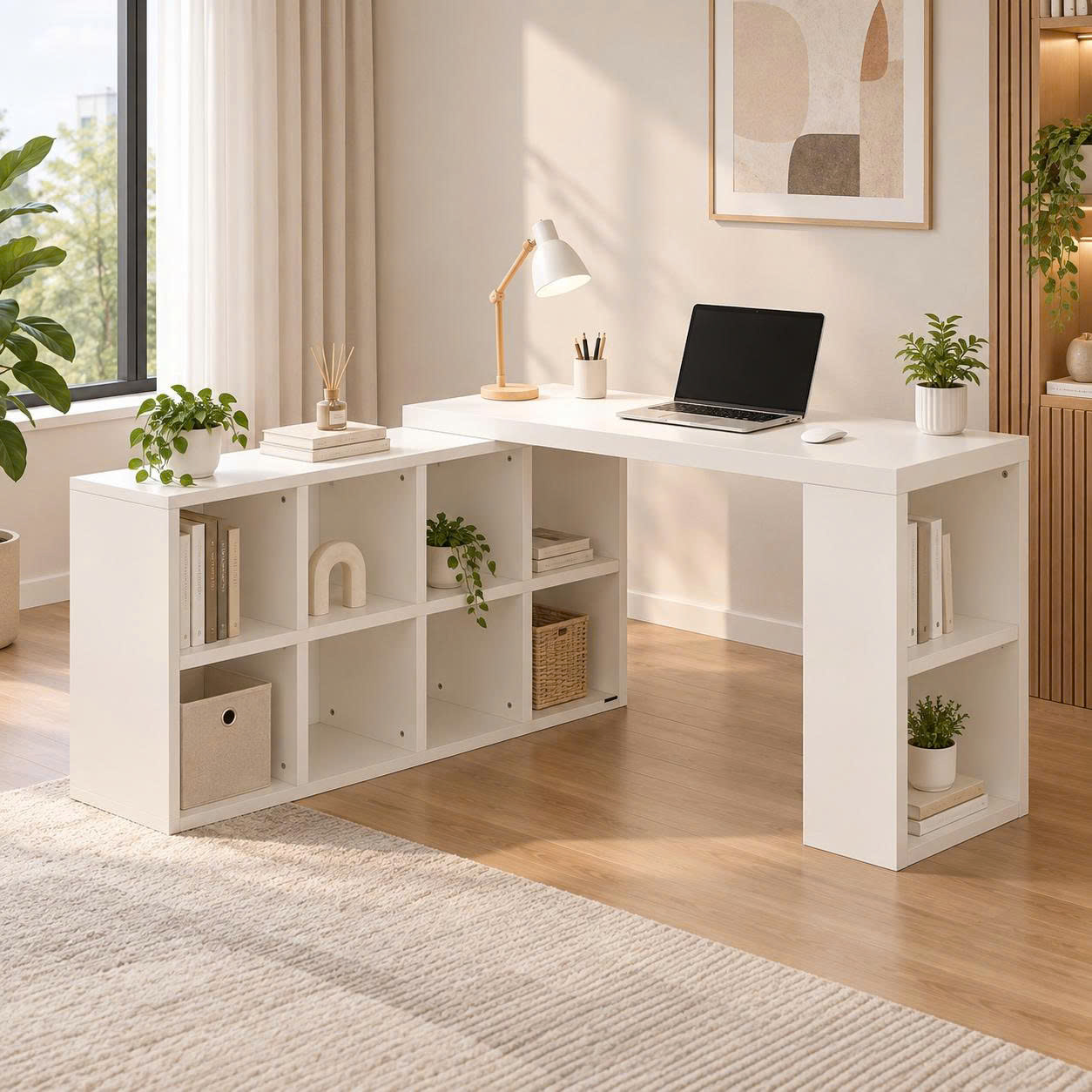 Bàn Học Làm Việc Xoay Đa Năng Kèm Kệ