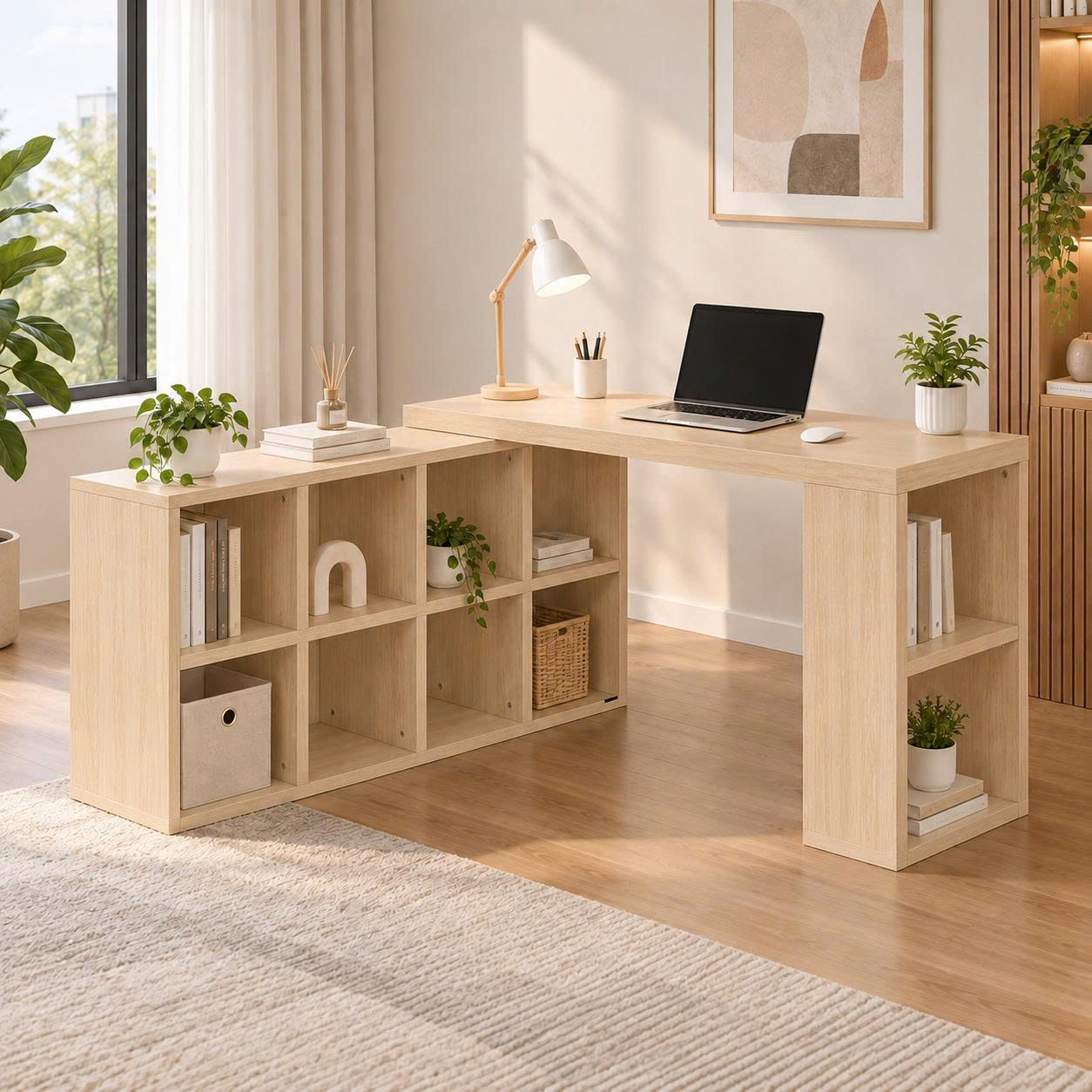 Bàn Học Làm Việc Xoay Đa Năng Kèm Kệ