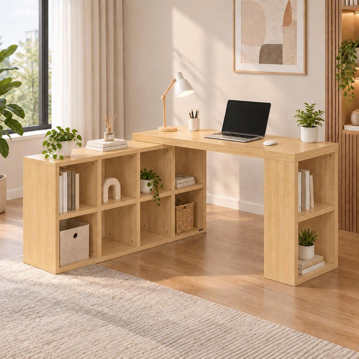 Bàn Học Làm Việc Xoay Đa Năng Kèm Kệ