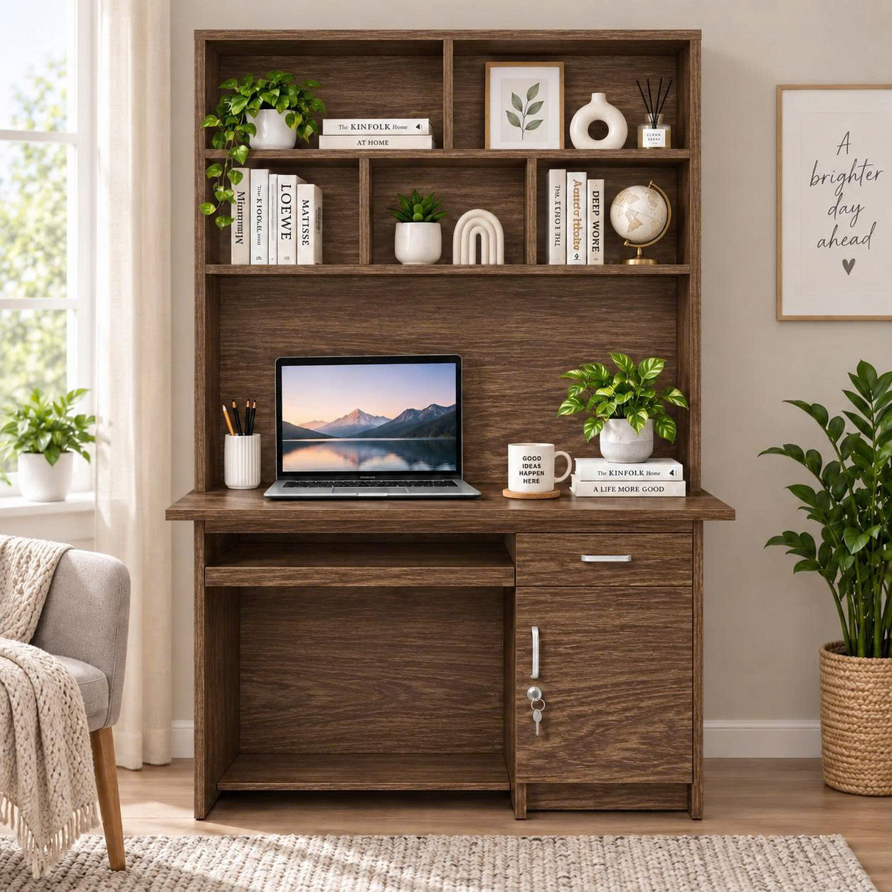Bàn Học Liền Giá Sách Có Tủ Đựng Đồ Thiết Kế Hiện Đại