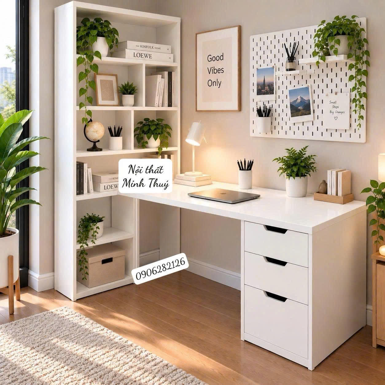 Bàn Học Liền Kệ Sách Có Tủ Ngăn Kéo Đa Năng