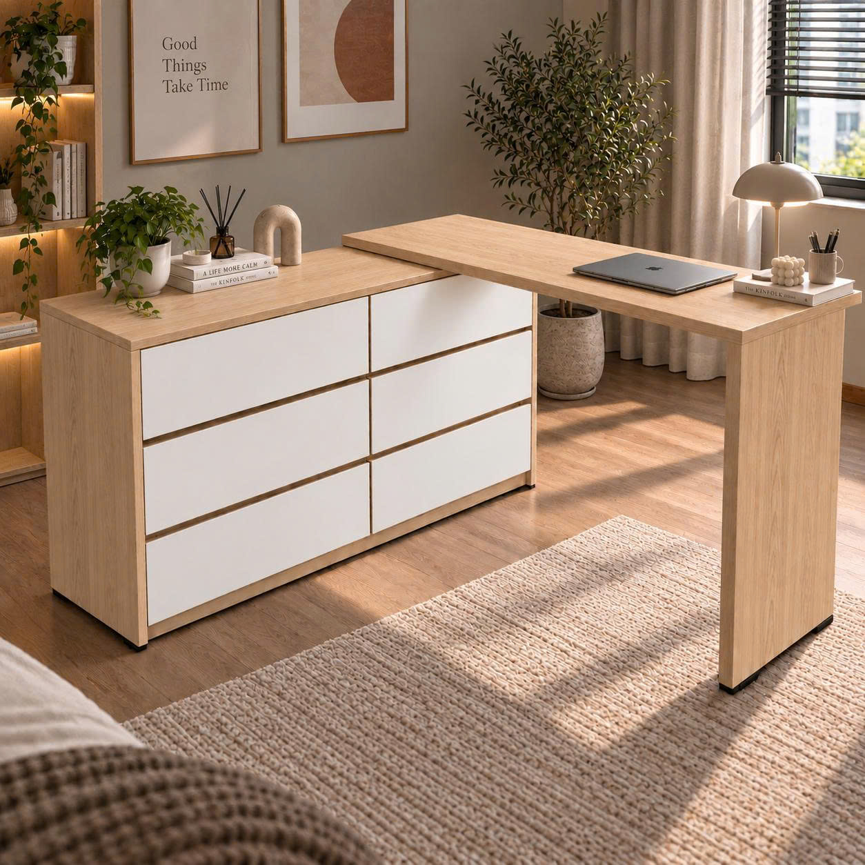 Bàn trang điểm kiêm bàn học, làm việc 6 ngăn kéo