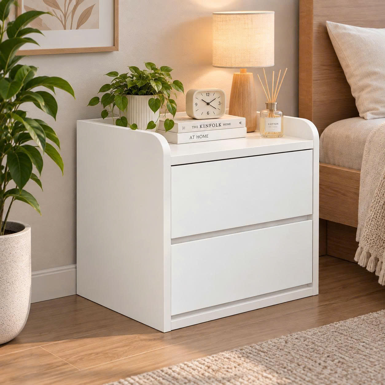 Táp đầu giường gỗ MDF 2 ngăn kéo giá rẻ - K2