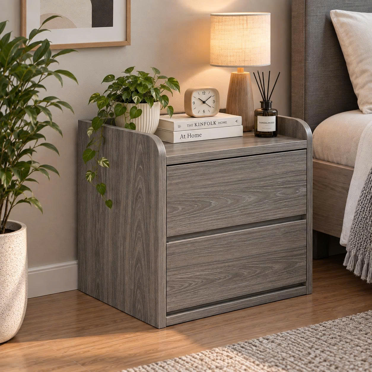 Táp đầu giường gỗ MDF 2 ngăn kéo giá rẻ - K2