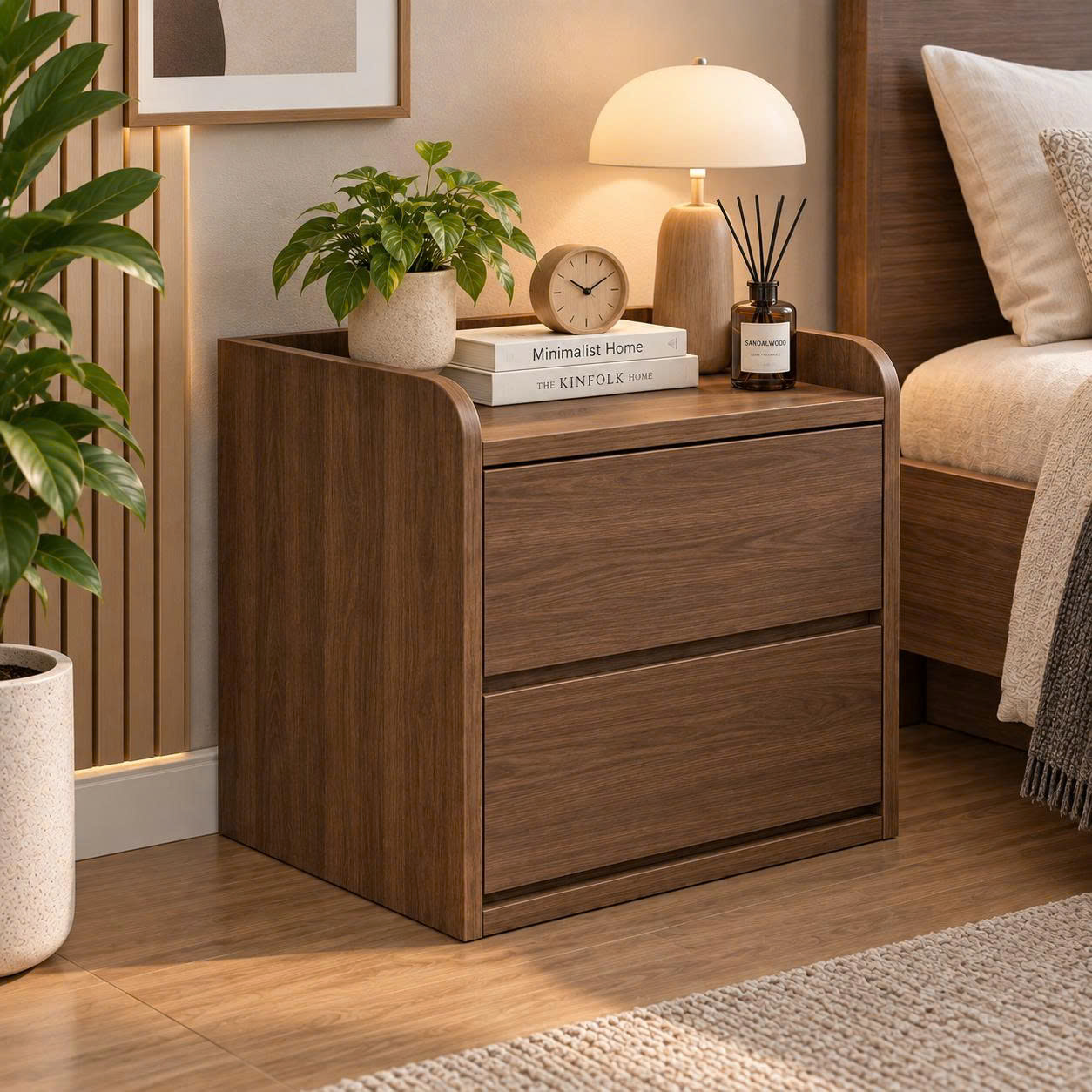 Táp đầu giường gỗ MDF 2 ngăn kéo giá rẻ - K2