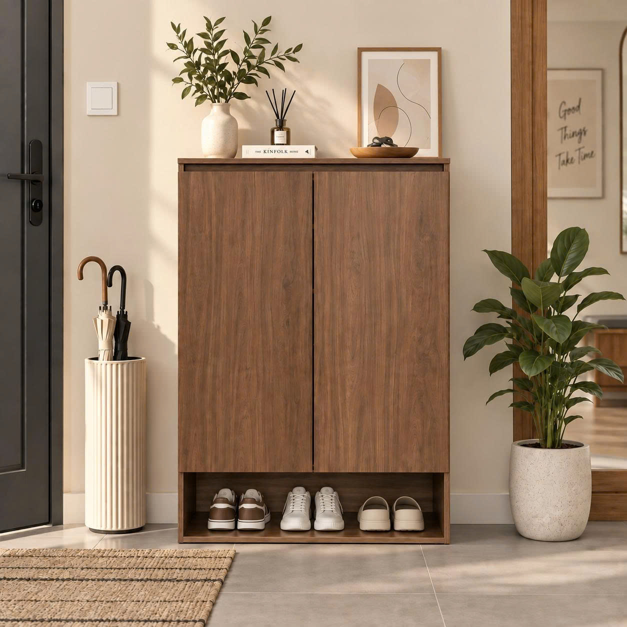 Tủ giày 2 cánh 60cm có ngăn dưới thông thoáng
