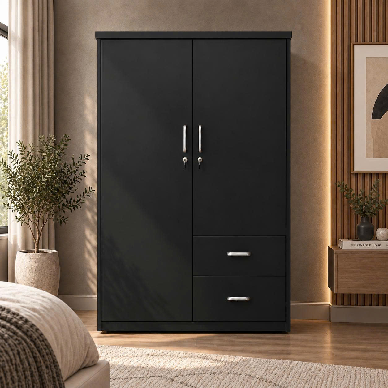 Tủ Quần Áo 2 Cánh 2 Ngăn Kéo Hiện Đại
