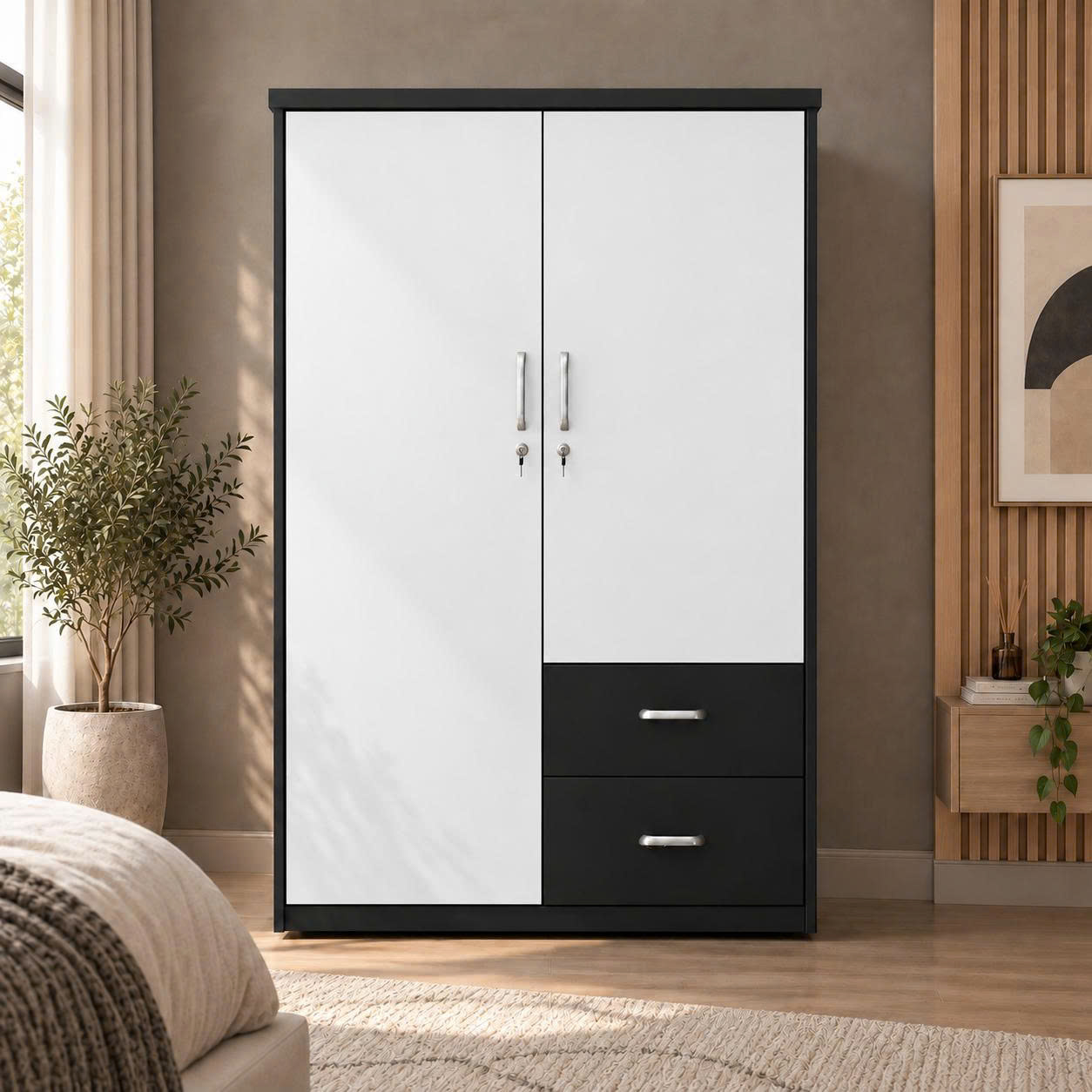 Tủ Quần Áo 2 Cánh 2 Ngăn Kéo Hiện Đại