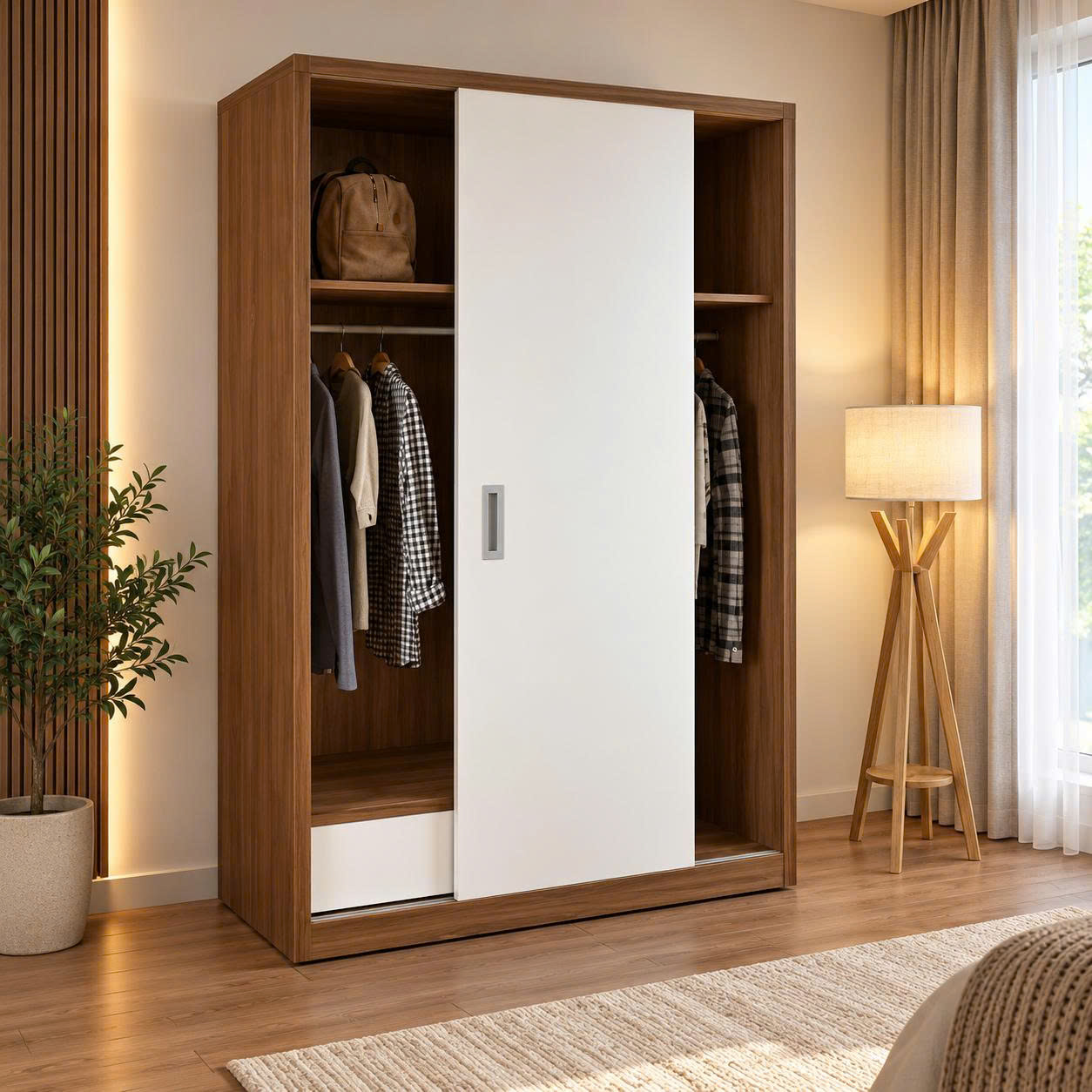 Tủ quần áo 2 cánh lùa 1m2 x 2m chất liệu gỗ MDF