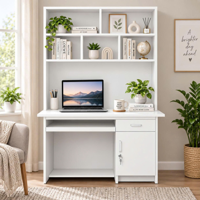 Bàn Học Liền Giá Sách Có Tủ Đựng Đồ Thiết Kế Hiện Đại