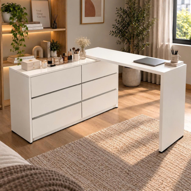 Bàn trang điểm kiêm bàn học, làm việc 6 ngăn kéo