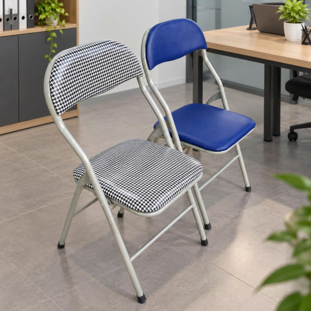 Ghế gập giá rẻ màu xanh và caro