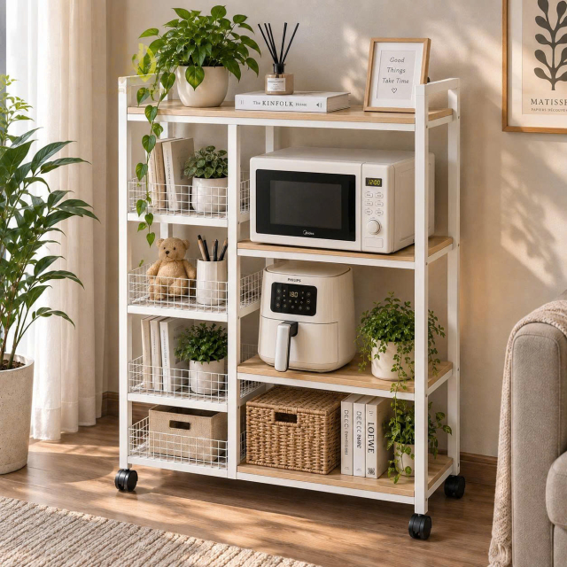 Kệ Đa Năng Khung Sắt Mặt Gỗ MDF 90x130x40cm