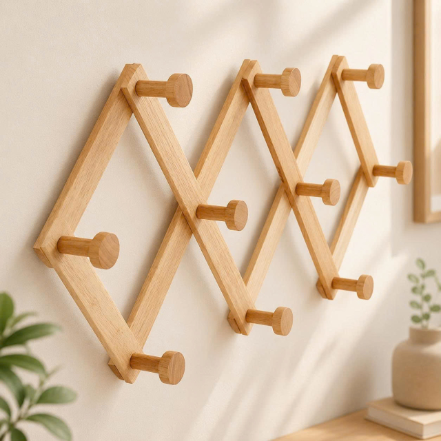 Móc treo quần áo gỗ cao su tự nhiên - M1