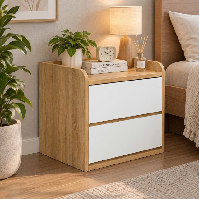Táp đầu giường gỗ MDF 2 ngăn kéo giá rẻ - K2