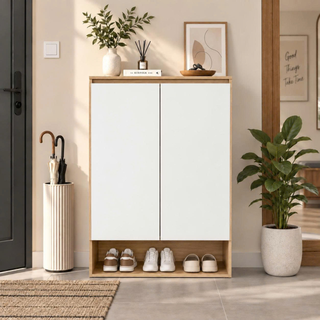 Tủ giày 2 cánh 60cm có ngăn dưới thông thoáng