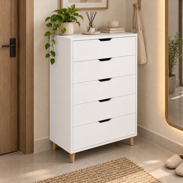 Tủ Hộc 5 Ngăn Kéo Gỗ MDF 66x120cm