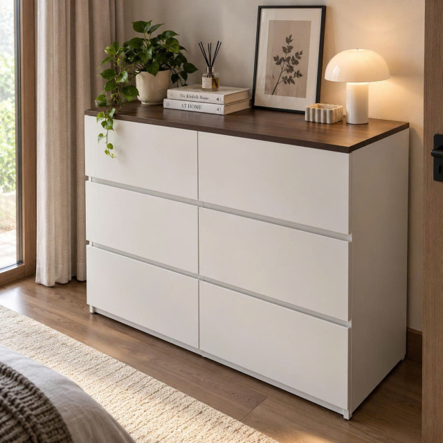 Tủ Ngăn Kéo Gỗ 6 Ngăn Đựng Quần Áo, Đồ Dùng