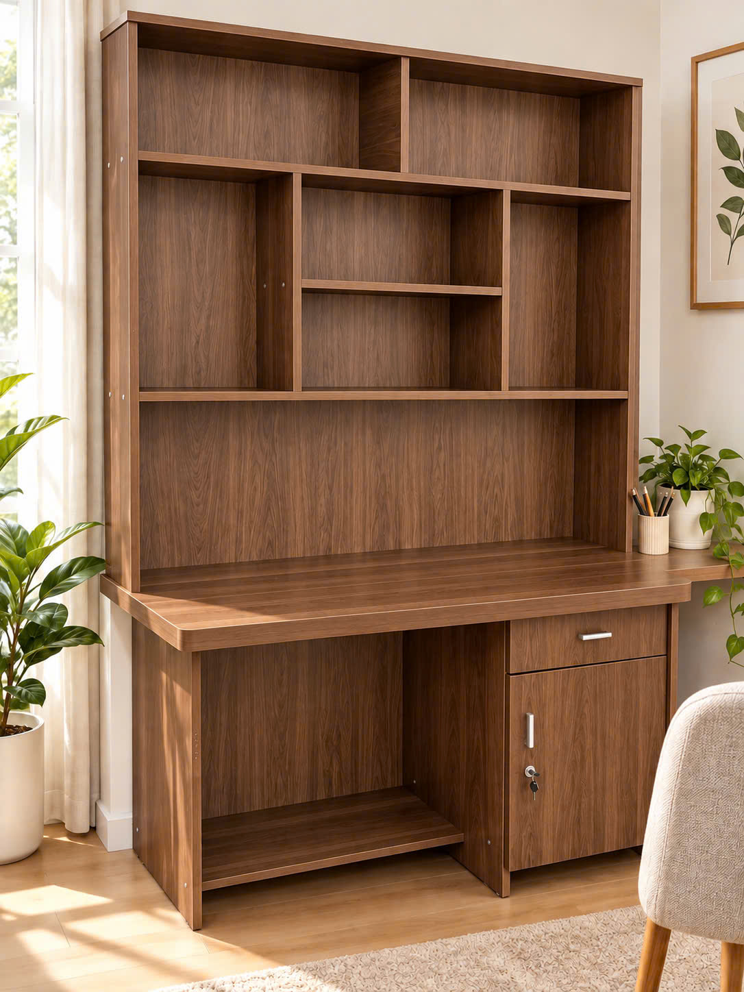 Bàn Học Liền Giá Sách 1m2 Có Hộc Tủ Đa Năng